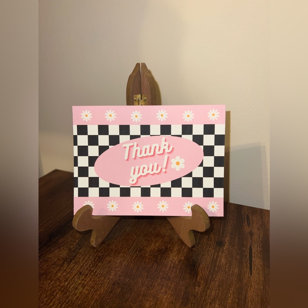 Pink Retro Thank You Cards, Custom Cards